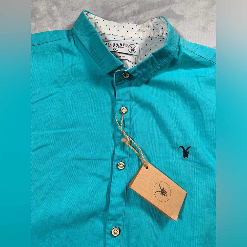 Allsaints Men's Turquoise Shirt - Picture 9 of 16